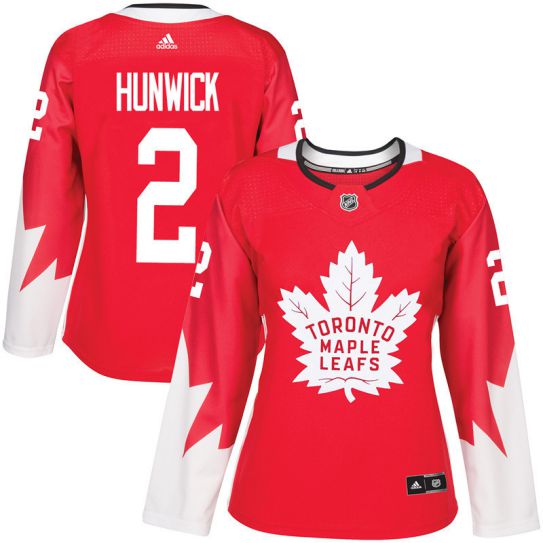 2017 NHL Toronto Maple Leafs women #2 Matt Hunwick red jersey->women nhl jersey->Women Jersey